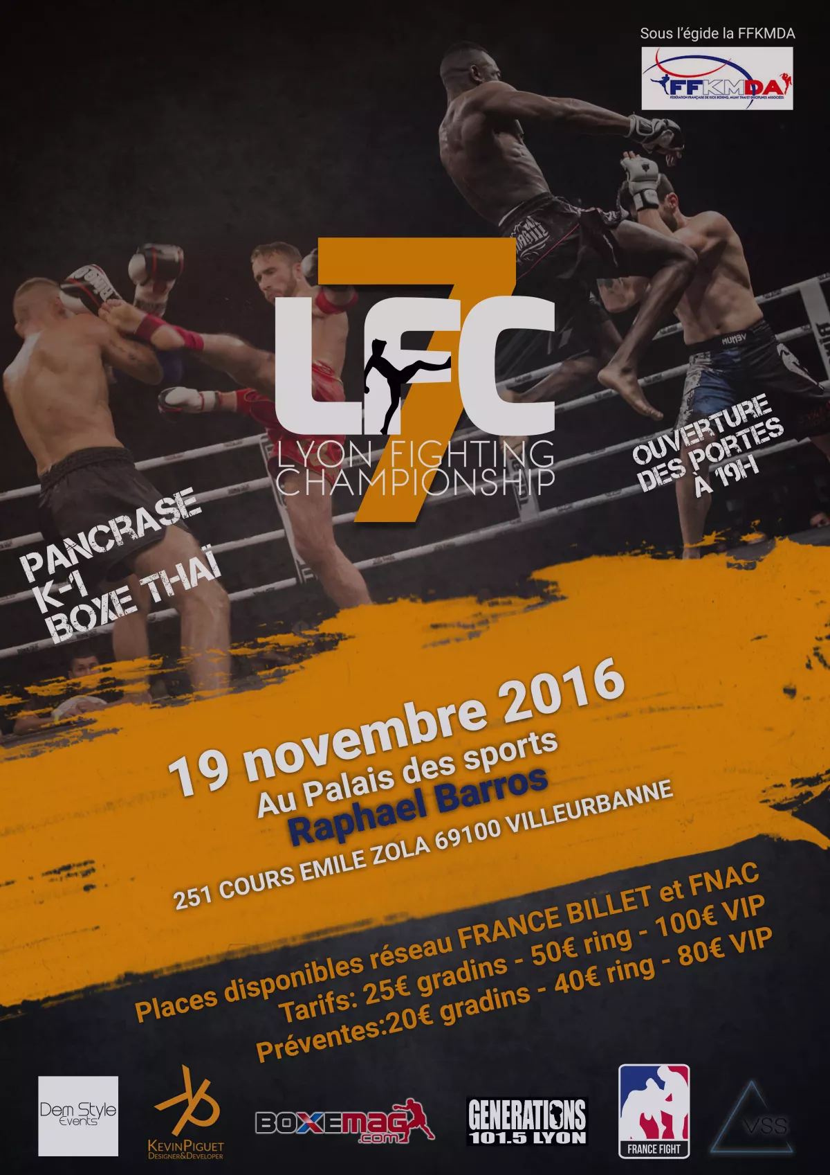Affiche de Lyon Fighting Championship 7, samedi 19 novembre 2016