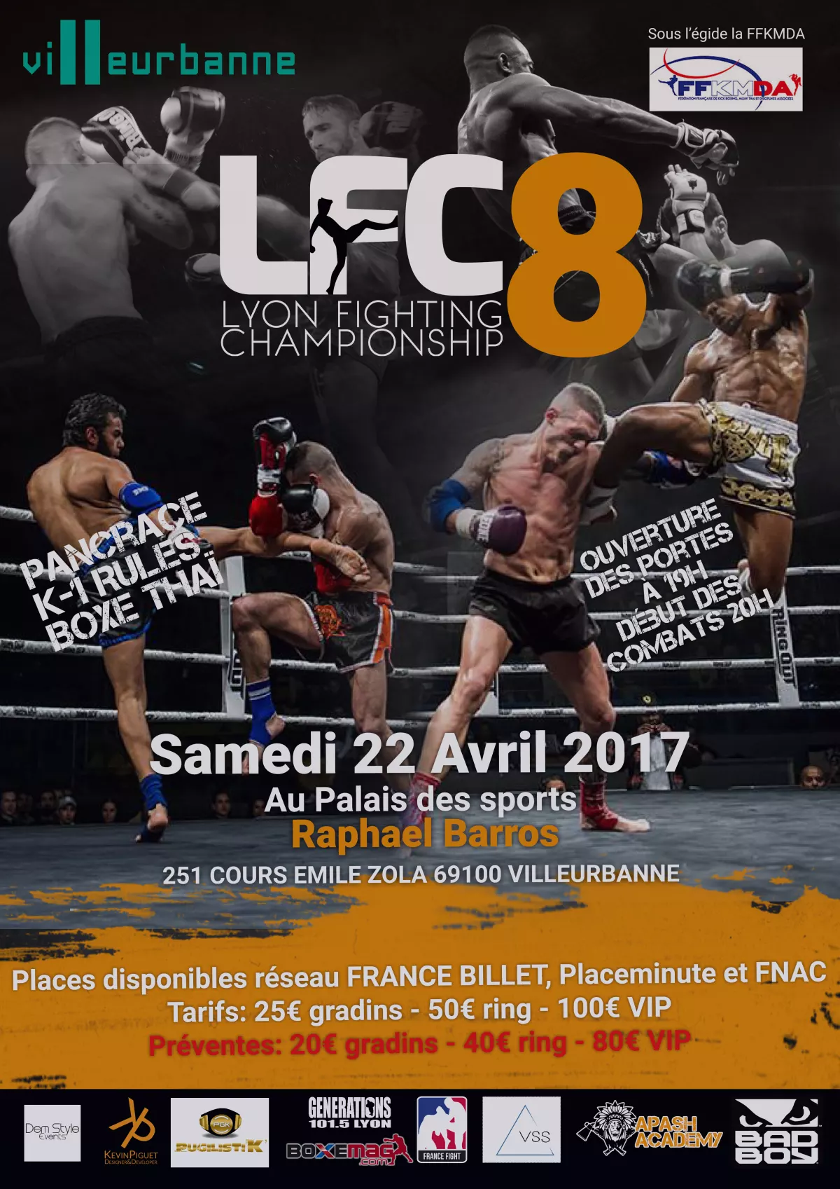 Affiche de Lyon Fighting Championship 8, samedi 22 avril 2017