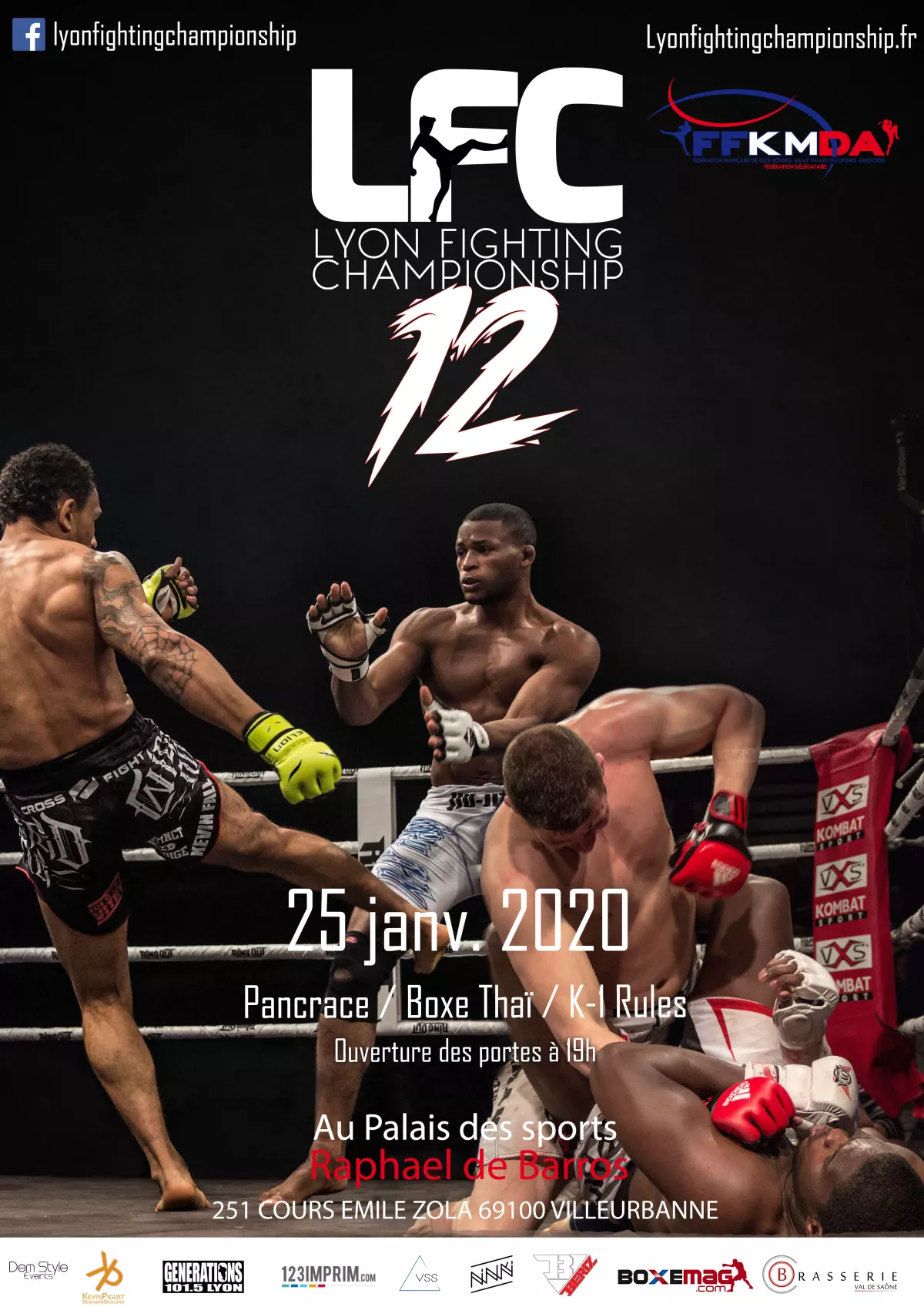 Affiche de LFC 12 - Lyon Fighting Championship 12, samedi 25 janvier 2020